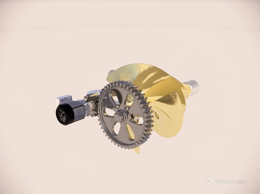 Industrial Equipment With Precision Metal Gear Turbine Blade And Mechanical Shaft 3d model 