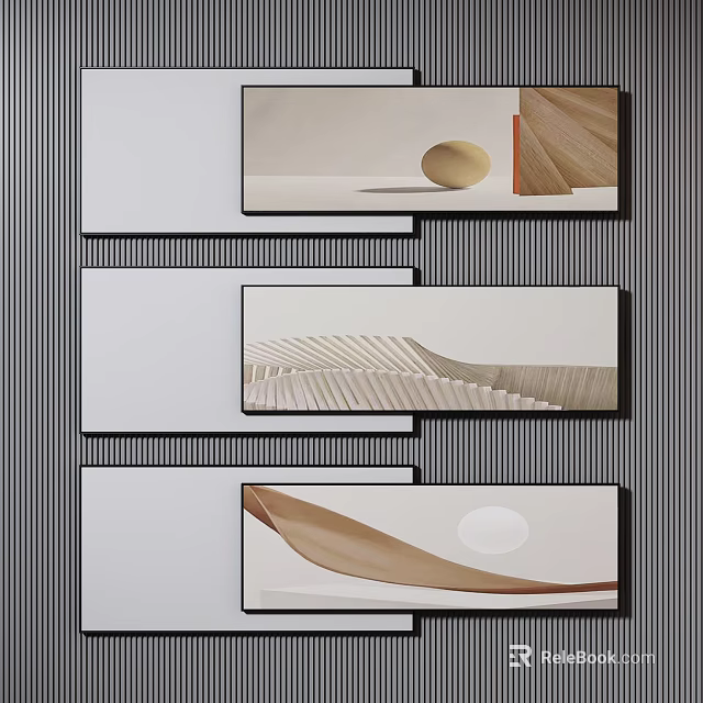Abstract Wall Decor With Multiple Frames Geometric Shapes And Neutral Tones 3d model