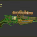 Steampunk Pistol with Copper Scope Golden Brass Body and Wooden Grip