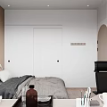 Modern Bedroom Interior Design With White Wardrobe Bed Wall Art And Neutral Tones