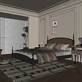 Modern Bedroom Interior Design With Bed Nightstand Rug And Wall Art