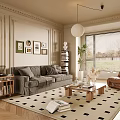 Middle-style living room sofa coffee table combination 3d model