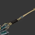 Spiked Decorative Skull Weapon With Glowing Blue Parts And Leather Wrapped Bone Handle