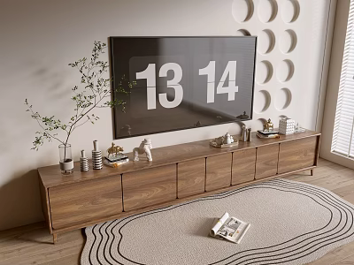 Modern Wooden Console Cabinet And Side Cabinet With Storage Drawers For Living Room Decorative Items 3d model