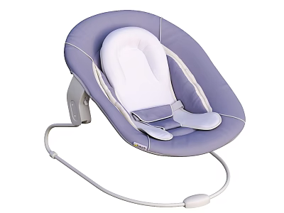 Soft Purple And White Baby Bouncer With Safety Harness And Bouncing Frame 3d model