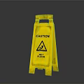 Yellow Caution Wet Floor Sign With Warning Symbol And Text