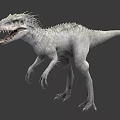 Fierce Dinosaur 3D Model With Sharp Teeth Spiked Back Standing Pose On Gray Background