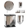 Modern Stainless Steel Bathroom Accessories With Soap Dispenser Trash Can Tissue Holder And Storage Rack