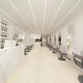 Modern White Beauty Hair Salon Interior With Reception Desk Salon Chairs And Mirrors