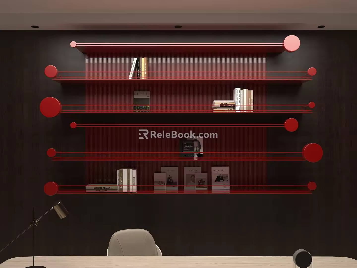 Modern Bookshelf Fun Geometric Red 3d model