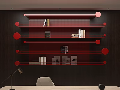 Modern Bookshelf Fun Geometric Red 3d model