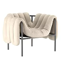 Modern Gray Leisure Chair With Curved Padded Seat And Metal Frame