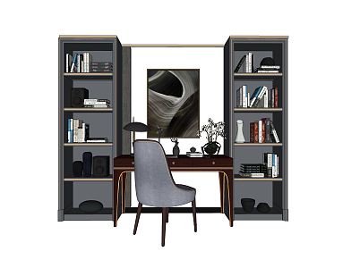 Modern Office Desk Chair Decorative Cabinet Combination 3d model