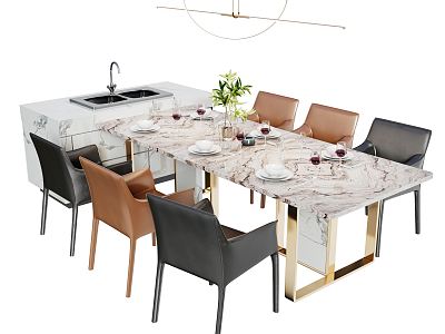 Modern Dining Table and Chair Combination Dining Table and Chair model