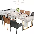 Modern Dining Table and Chair Combination Dining Table and Chair 3d model