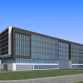 Modern Office Building With Glass Curtain Walls And Sleek Multi Story Design