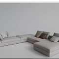 Modern Light Gray Sectional Sofa With Multiple Comfortable Pillows And Modular Design 3d model