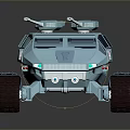 Futuristic Exploration Rover with Large Wheels Silver Exterior and Top Equipment