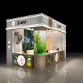 Elegant Modern Restaurant Booth With Green Plants Wooden Display Cabinets And Lighting