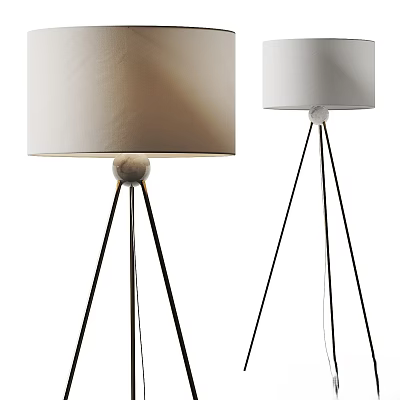 Modern Tripod Floor Lamp With White Lampshade And Marble Base For Interior Design 3d model