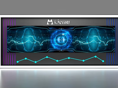 Liemu Display Shelves With Futuristic Blue Glowing Elements And Data Chart Patterns 3d model