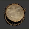 Traditional Handcrafted Wooden Drum With Leather Drumhead And Rope Bindings