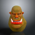 Green Monster Head 3D Model With Prominent Teeth Nose Ring And Fierce Expression