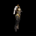 Detailed Futuristic Armored Suit With Gold Silver Black Mechanical Design Elements