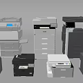 Diverse Modern Office Appliances Including Multifunctional Printers Copiers Scanners 3d model