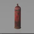Red Rusted Cylindrical Metal Container With Vintage Valve Top And Base