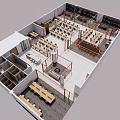 Modern Office Interior Layout With Open Workspace Meeting Area And Multiple Functional Zones 3d model