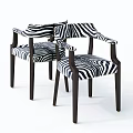 Zebra Print Armchair With Wooden Arms And Black Legs Modern Design