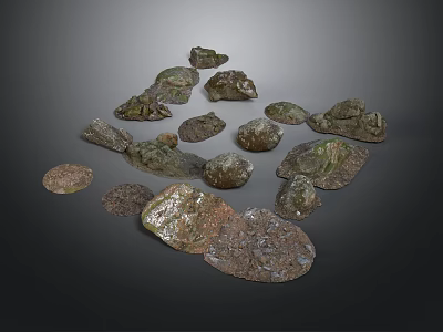 Collection of Natural Stone Materials with Various Shapes and Colors 3d model