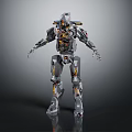 Detailed Futuristic Mechanical Robot Character With Metallic Armor And Glowing Joints 3d model