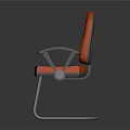 Modern Orange Leisure Chair With Gray Armrests And Sleek Metal Frame Design