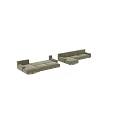 Modern Beige Velvet Sectional Sofa With Modular Structure And Metal Legs