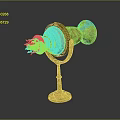 Vintage Golden Metal Equipment With Intricate Top Decorative Stand And Base On Black Surface