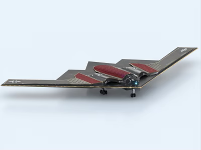 Stealth Fighter Jet Model Featuring Flying Wing Design And Red Accents 3d model