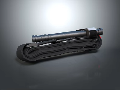 Black Flashlight With Black Foldable Strap And Compact Design For Outdoor Activities 3d model