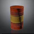 Red Oil Drum With Yellow Label And Flame Symbol On Dark Background