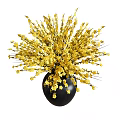 Bright Yellow Flowers in Black Vase Decorative Floral Arrangement for Home