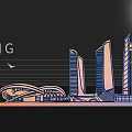 Colorful Nanjing Jiangsu China City Skyline Silhouette With Buildings And Reflections