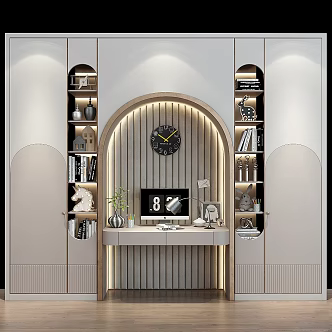 Modern Simple Children's Room Wardrobe Desk 3d model