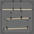 Modern Linear Pendant Light Fixtures With Black Metal Brackets And LED Strip Illumination