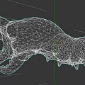 Menacing Fleshy Fantasy Creature 3D Model With Glowing Red Pincers Single Eye And Spikes
