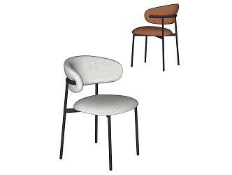 Modern Dining Chair Fabric Single Chair Leisure Chair 3d model