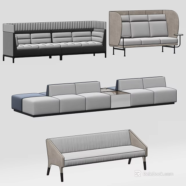 Modern Multi Seater Sectional Sofa With Modular Designs And Neutral Upholstery 3d model