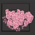 Pink Flowering Bonsai Tree in Blue Pot on Red Tray With Small White Decorations