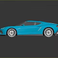 Blue Sports Car With Sleek Modern Design And Silver Alloy Wheels