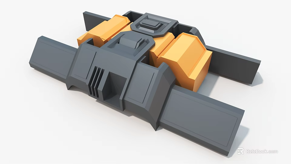 Heavy Duty Industrial Equipment With Gray And Orange Mechanical Structure And Connecting Components 3d model 